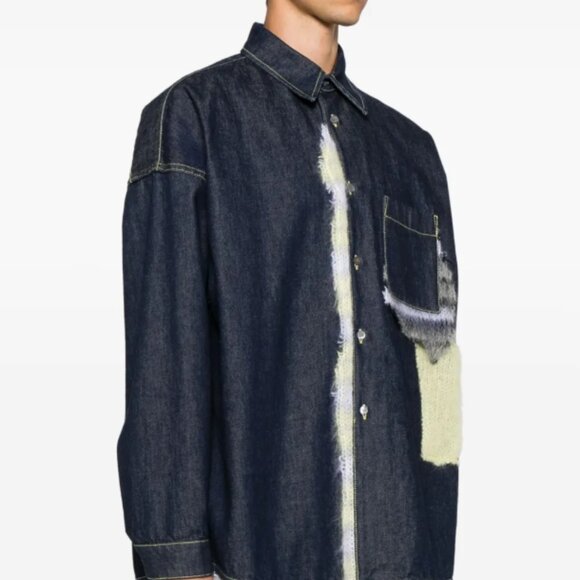 BNWT AW24 MARNI WOOL MOHAIR PATCHED BULL DENIM SHIRT 46 & 50 - Picture 12 of 15